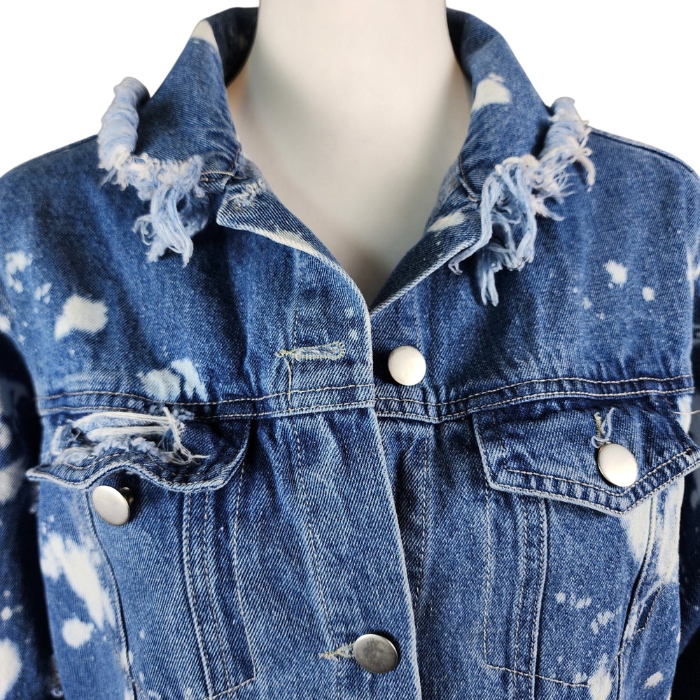 Akira Chicago Denim Jacket Womens Small Blue Bleached Distressed Grunge casual - Picture 3 of 15